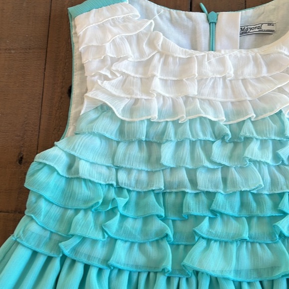 Mayoral aqua ombré ruffled chiffon dress - Picture 2 of 6